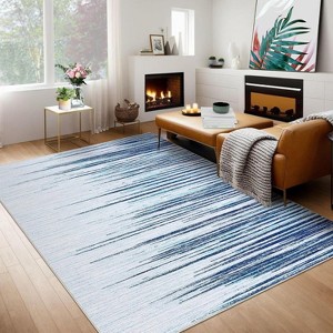 Washable Modern Rug, Low Pile, Non-Slip, Stain Resistant Striped Bohemian Carpet for Living Room Bedroom Dining Office - 1 of 4