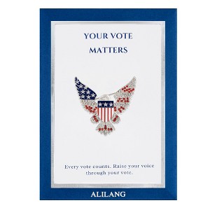 Anna-Kaci Bald Eagle American Flag Shield Brooch Pin with Patriotic Gift Card & Envelope - 1 of 4