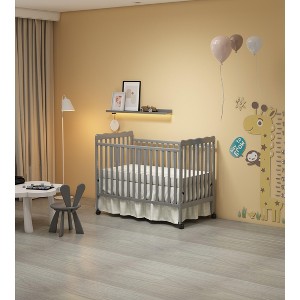 3-In-1 Convertible Crib In Storm Grey, Made Of Sustainable Pinewood, Non-Toxic Finish, Comes With Locking Wheels, Wooden Nursery Furniture - 1 of 4