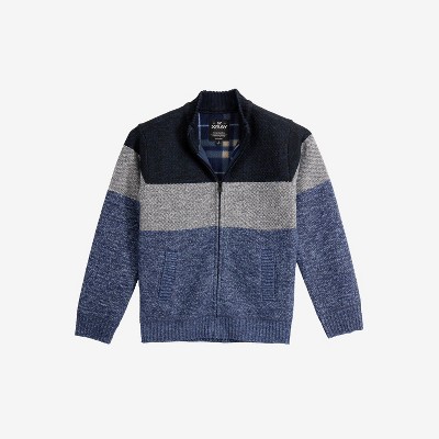 X RAY Boy's Full Zip Mock Neck Sweater With Fleece Lining