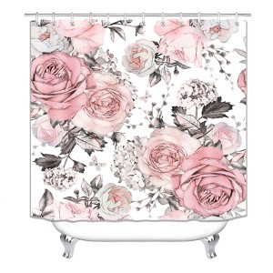 Pinck Flower Pattern Shower Curtains for Bathroom Waterproof Fabric Bath Curtain Durable Soft Stylish Bathroom Decor 72x72 Inch - 1 of 1