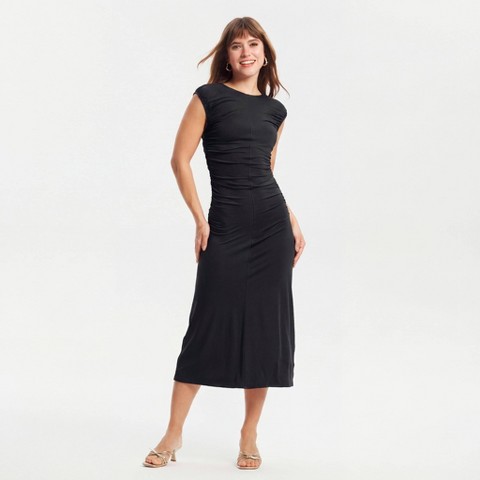 Женские платья A New Day Women's Cap Sleeve Ruched Waist Midi Dress - A New Day™ Olive Green M