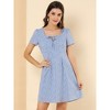 Allegra K Women's Printed Summer Casual Square Neck Short Sleeve Fit and Flare Dress - 4 of 4