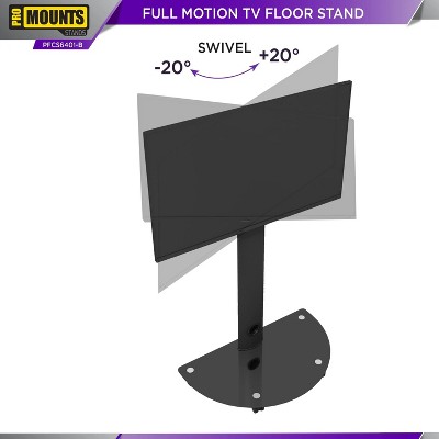 Black Metal Rolling Mobile TV Stand Cart with Swivel Mount