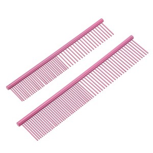Unique Bargains Stainless Steel Rounded Teeth Grooming Tool Pet Combs 2 Pcs - 1 of 4