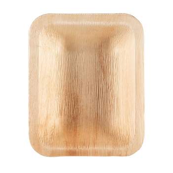 Smarty Had A Party Rectangular Natural Palm Leaf Eco-Friendly Disposable Dessert Plates (6" x 4" ) (100 Plates)