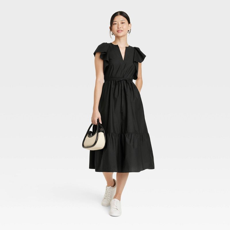 Women's Flutter Short Sleeve Midi Dress - A New Day™ , 4 of 8
