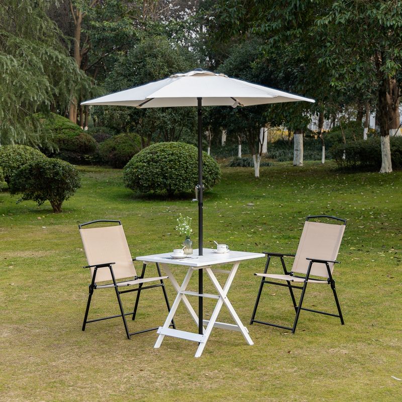 Outsunny Foldable Dining Table, Square Wood Side Table, Portable Bistro Table with Umbrella Hole for Outdoor Patio, Garden or Backyard, 3 of 7