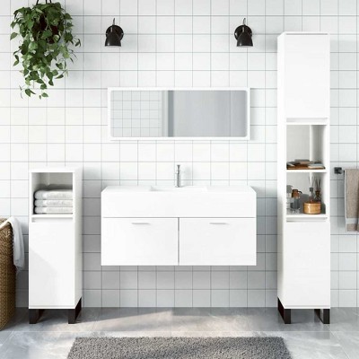 vidaXL Bathroom Cabinet With Mirror High gloss white Engineered wood