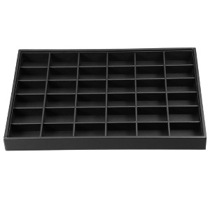 Unique Bargains PU Leather 36 Grid Stackable Jewelry Tray Jewelry Drawer Organizer Trays Showcase for Bracelets Earrings Black - 1 of 4