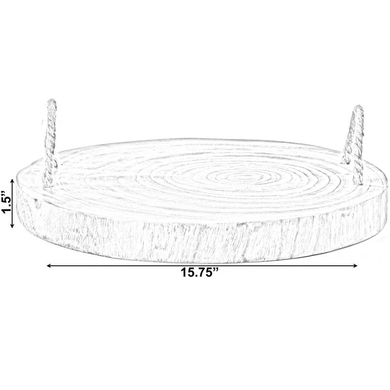 Vintiquewise Wood Round Tray Serving Platter Board with Rope Handles, 5 of 8