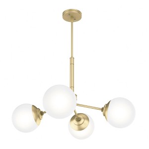 Hunter Fans 30" Hepburn 4 Light Ceiling Chandelier Modern Brass Finish - Elegant Design for a Touch of 1920s Glamour - 1 of 4