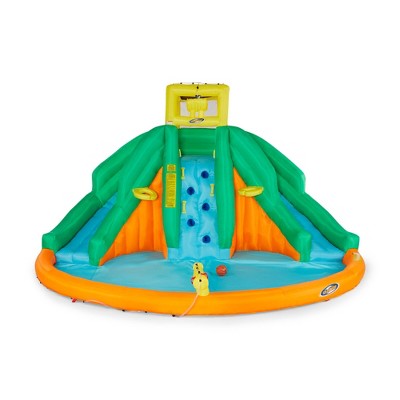 Kahuna 90475 Twin Peaks Kids Inflatable Splash Pool Backyard Water Slide Park with Pump, Cannons, Climbing Wall, and Basketball Hoops