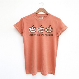 Simply Sage Market Women's Country Pumpkin Short Sleeve Garment Dyed Tee - 1 of 2