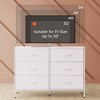 Wide Dresser with 6 Drawers, Fabric TV Stand for 50 Inch TV, Metal Frame, Wooden Top, Fabric Storage Dresser for Bedroom, Hallway, Entryway, - 4 of 4