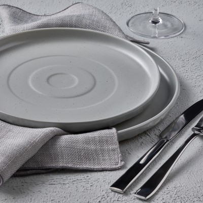 Gray and White Ceramic 16-Piece Textured Dinnerware Set