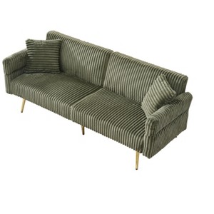NicBex 79 Inch Corduroy Convertible Sofa Bed with Folding Armrests for Office,Living Room,Apartment,Green - 1 of 4
