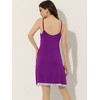 cheibear Women's V Neck Lace Trim Solid Color Pajama Sleepdress Nightgown - 3 of 4
