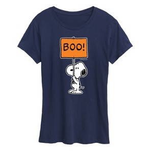 Women's - Peanuts - Snoopy Boo Sign Short Sleeve Graphic T-Shirt - 1 of 4