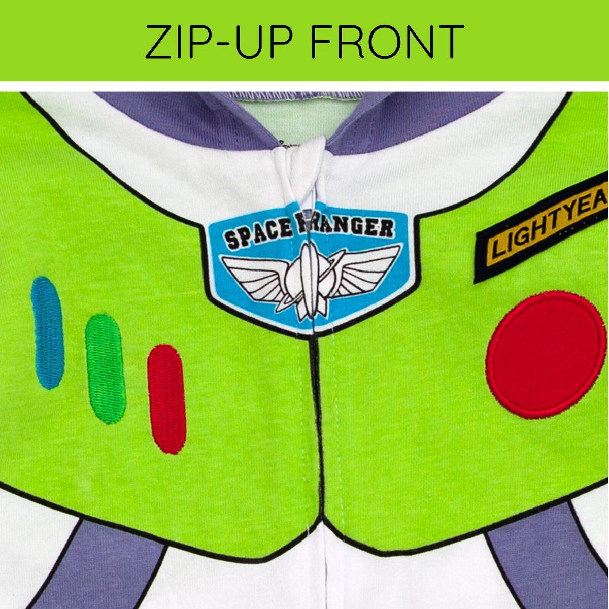 Disney Toy Story Buzz Lightyear Baby Boys' Cosplay Hooded One Piece Infant - thumbnail 5