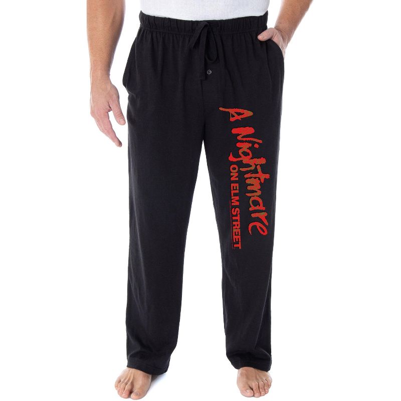 A Nightmare On Elm Street Men's Classic Logo Lounge Bottoms Pajama Pants Black, 1 of 4
