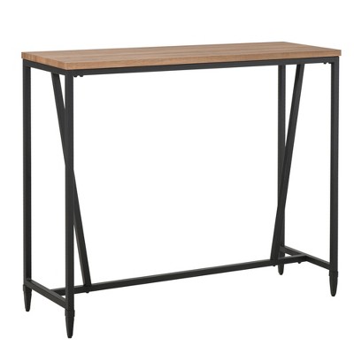 HOMCOM Rustic Industrial Bar Table with Metal Legs and Large Tabletop for Home Bar Kitchen or Dining Room Brown