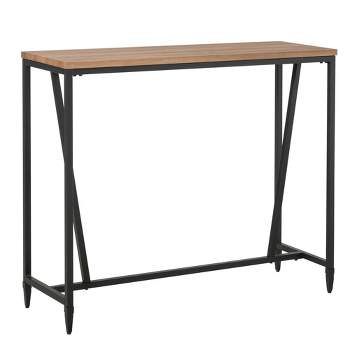 HOMCOM 47.75 Inch Bar Table with Metal Legs, Rustic Industrial Pub Table with Large Tabletop for Home Bar, Kitchen or Dining Room, Brown