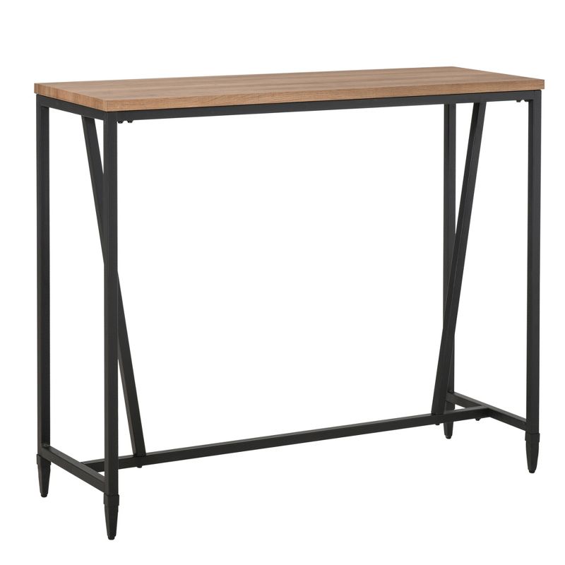 HOMCOM 47.75 Inch Bar Table with Metal Legs, Rustic Industrial Pub Table with Large Tabletop for Home Bar, Kitchen or Dining Room, Brown, 1 of 9