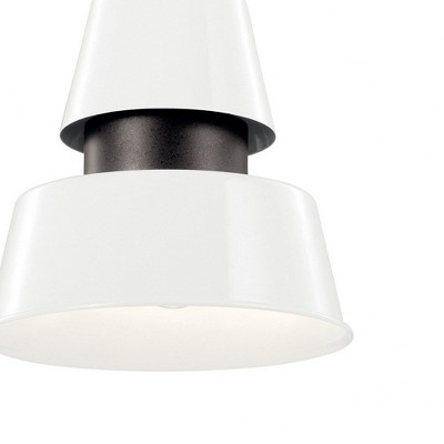 Lozano 9.5" White Aluminum Outdoor Pendant with Anvil Iron Accent