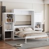 KIGFTSOD Queen Size Murphy Bed with Desk, Vanity and Cabinets, White - 2 of 4