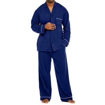 Men's Soft Cotton Knit Jersey Pajamas Lounge Set, Long Sleeve Shirt and Pants with Pockets