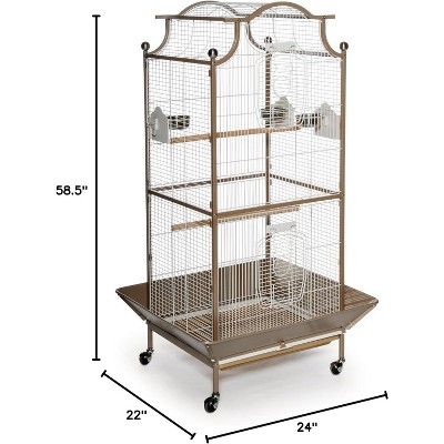 Elegant Coco and Cream Pagoda Bird Cage with Wheels