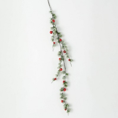 48"L Sullivans Artificial Red Jingle Bell Pine Christmas Garland, Indoor Christmas Decor