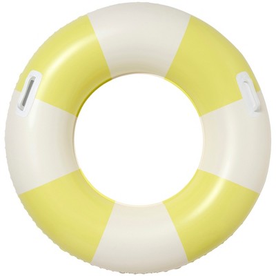 Sunnylife Slim Tube Pool Ring - Tides Out Citrus - 35" Inflatable Float, Handles