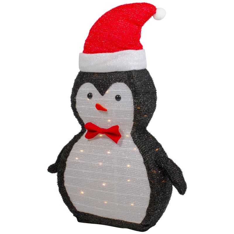 Northlight 28" LED Lighted Tinsel Penguin in Santa Hat Outdoor Christmas Decoration, 5 of 8
