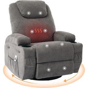 360° Swivel Recliner Chair with Massage and Heat,Glider Rocker Reclining Lounge Chair - 1 of 4