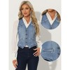 INSPIRE CHIC Women's Denim Sleeveless Collarless Washed Distressed Jean Vest - 2 of 4