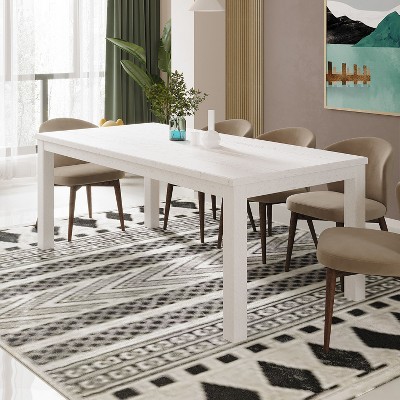 NicBex 63" Modern Rectangle Dining Table for 6 Seaters,Kitchen Table with Wood Tabletop for Kitchen,Espresso/White
