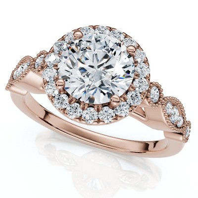 Pompeii3 Certified 1 1/3Ct Diamond Round Engagement Ring 14k Gold or Platinum Lab Created