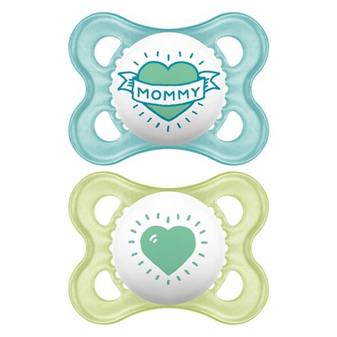 Glow in the Dark Baby Soothers with MAM Night Soothers 0+ Months Pack of 2 