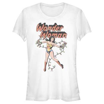 Juniors Womens Wonder Woman 1984 Wrapped in Lights T-Shirt