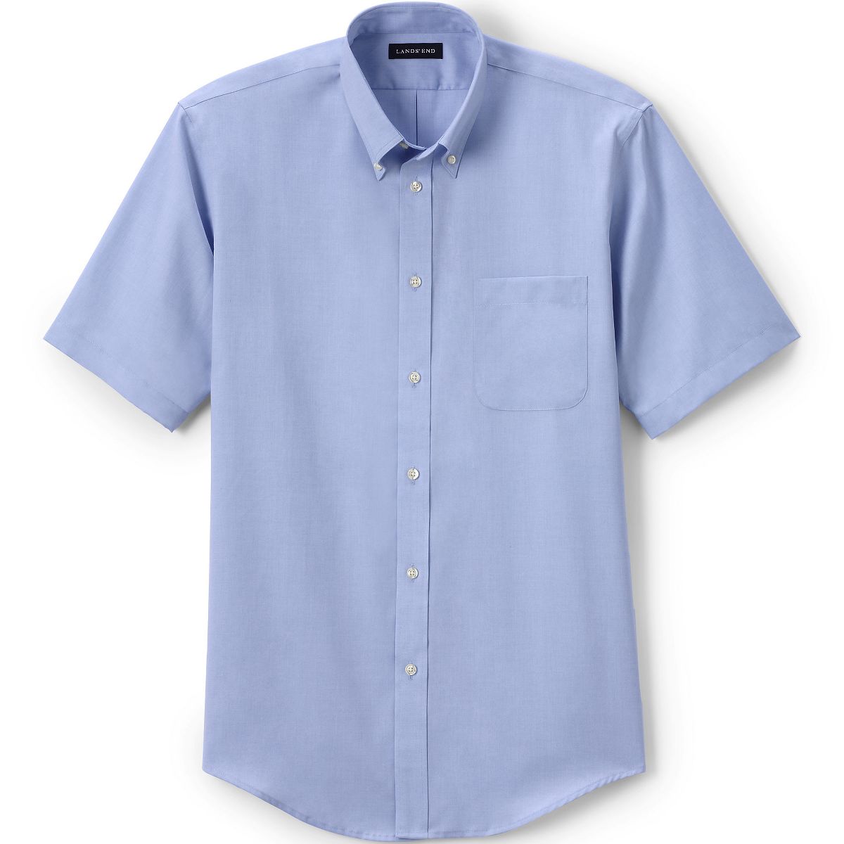 Lands' End School Uniform Men's Short Sleeve No Iron Pinpoint Dress Shirt - thumbnail 5