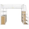 YOOCOZZ Full Size Metal Loft Bed with Storage Staircase and Wardrobe,Shelves and Lockers - White - 3 of 4
