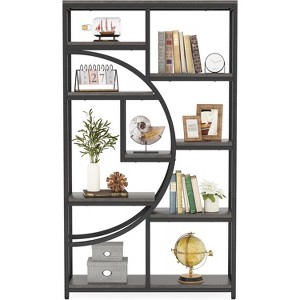 Tribesigns Freestanding 5 Tier Etagere Bookcase, Storage Organizer with 9-Open Storage Shelf for Living Room, Brown - 1 of 4