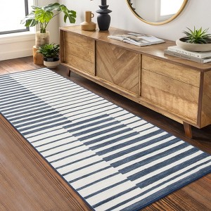 Area Rugs: Washable Non-Slip Modern Abstract Stripes Carpet, Soft Low Pile Foldable Stain Resistant Rugs for Living Room, Bedroom, Home, Brown - 1 of 4