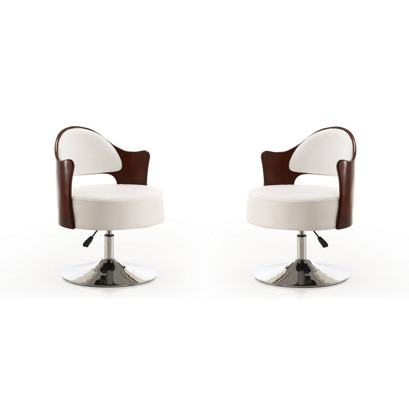 Set of 2 Bopper Faux Leather Adjustable Height Swivel Accent Chairs White - Manhattan Comfort, 1 of 7