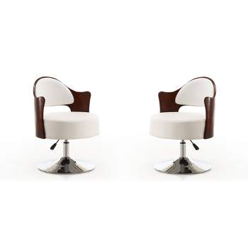 Set of 2 Bopper Faux Leather Adjustable Height Swivel Accent Chairs White - Manhattan Comfort