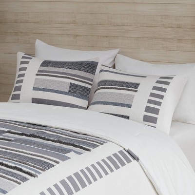 Full Gray Cotton Printed Comforter and Sham Set