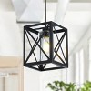 Modern Black Pendant Light with Clear Glass Shade, Industrial Geometric Cage Fixture for Kitchen Island - 2 of 4