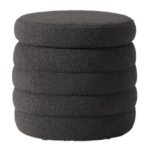 WestinTrends Alexandria Mid-Century Modern Faux Shearling Shearling Round Storage Ottoman - 1 of 4